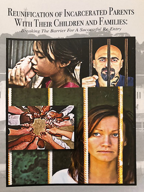 A book cover with pictures of people and a person in jail.