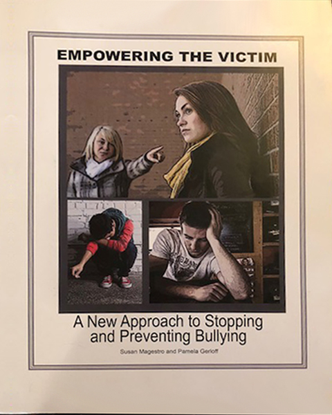 A poster with three pictures of people and the words empowering the victim.